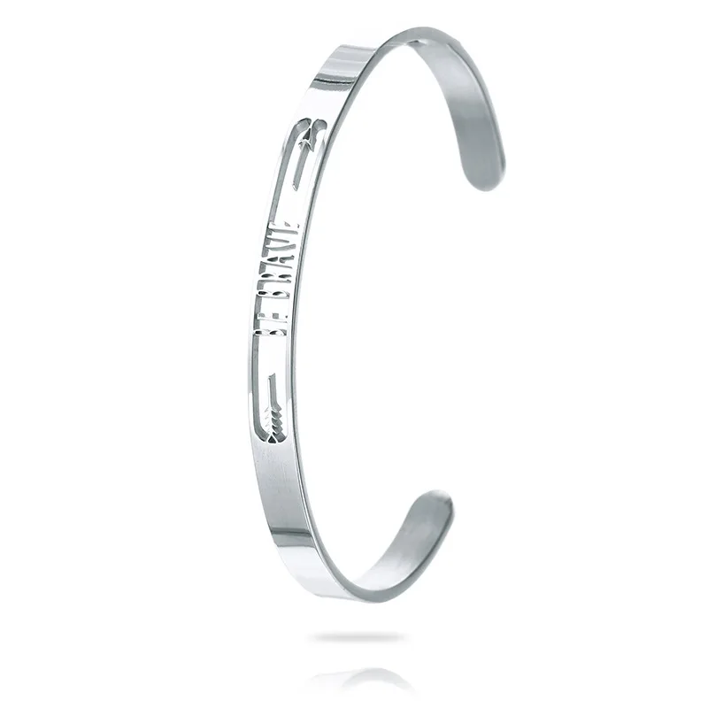 Hollow Cuff Mantra Bangles And Bracelets For Women Good Quality Stainless Steel Jewelry Engraved Inspirational Bracelet | Украшения и