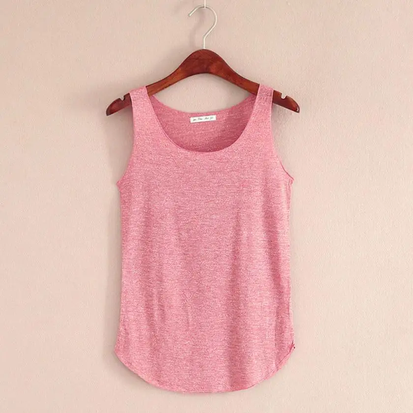 Hot Pink Летняя женская футболка на бретелях Свободная кофта с круглым вырезом и Цвет синий Коричневый и белый цвет Темно-синий Фитнес Топ укороченный, женственный - Цвет: Hot Pink