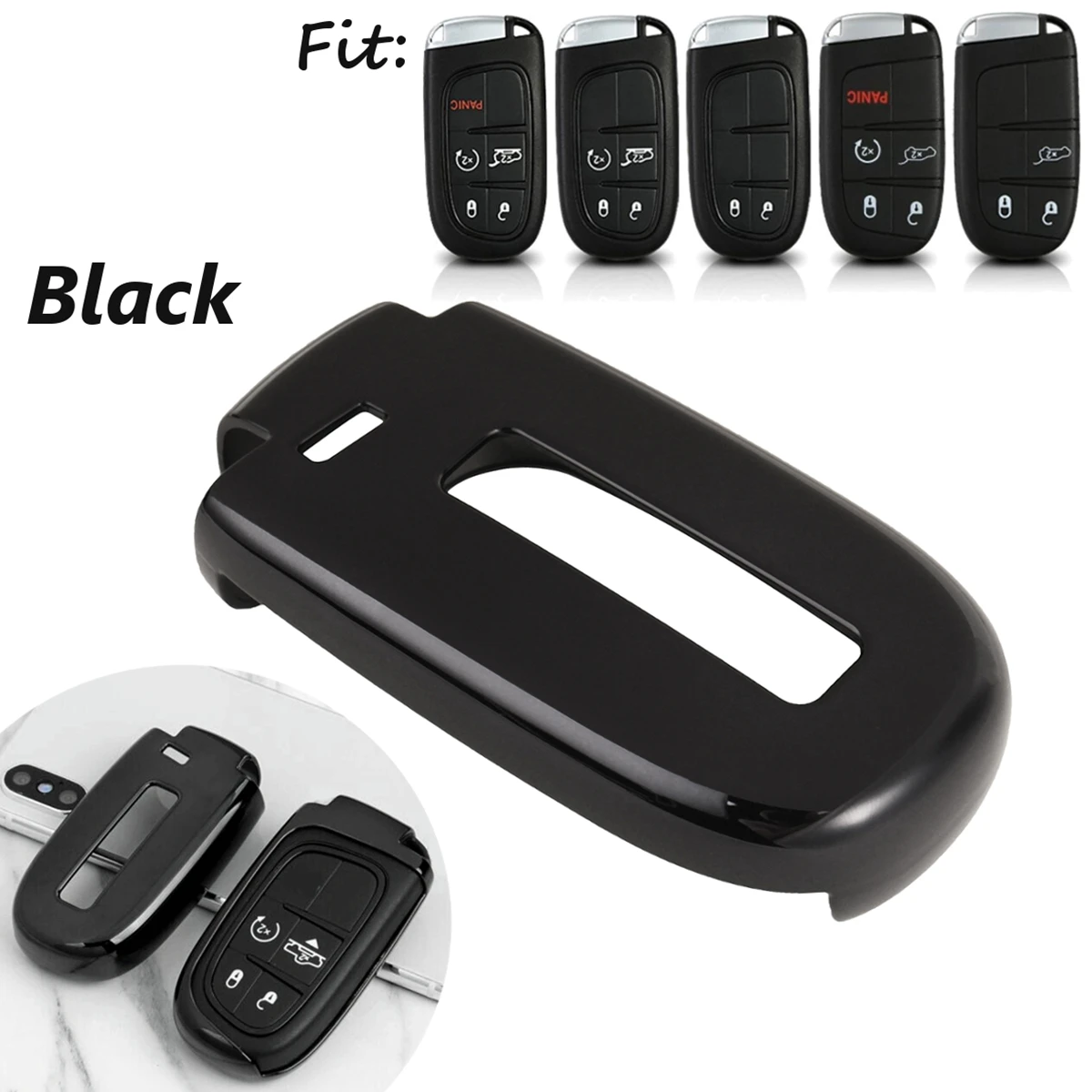 Black Стильный ТПУ корпусы для ключей зажигания чехол для Jeep Journey для Chrysler 200 300 Grand Cherokee для Dodge Journey Shell аксессуары - Название цвета: Black
