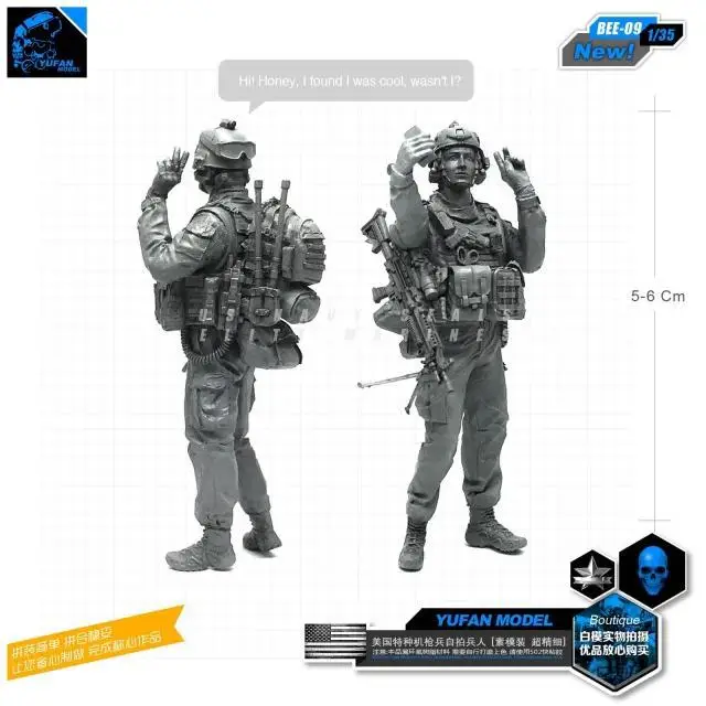 Yufan модель 1/35 рисунок оригинального дизайна интерьера: П. С. Армейский пулеметчик саморасстрелянный солдат из смолы Bee-09 - Цвет: Серый