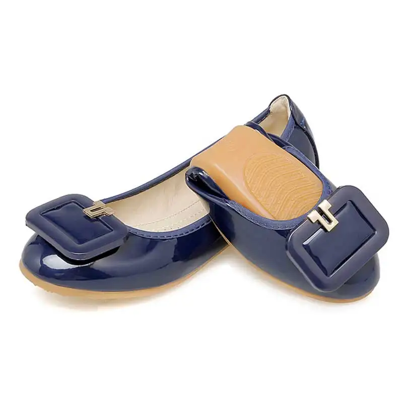 2542 blue Большие размеры 34-43; женская обувь; складные балетки на плоской подошве из искусственной кожи; сезон весна-лето; женские туфли на плоской подошве; Модные женские лоферы - Цвет: 2542 blue