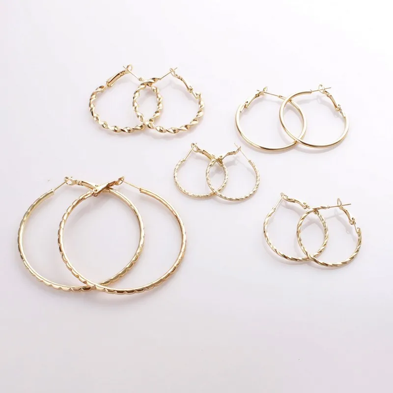 5 пар в наборе модные Висячие серьги для женщин золотые большие круглые висячие