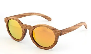 orange lens BerWer ручной работы Дерево поляризованные круглые женские солнцезащитные очки Винтаж UV400 защитные очки мужские Зебра деревянные очки в подарочной коробке - Цвет линз: orange lens