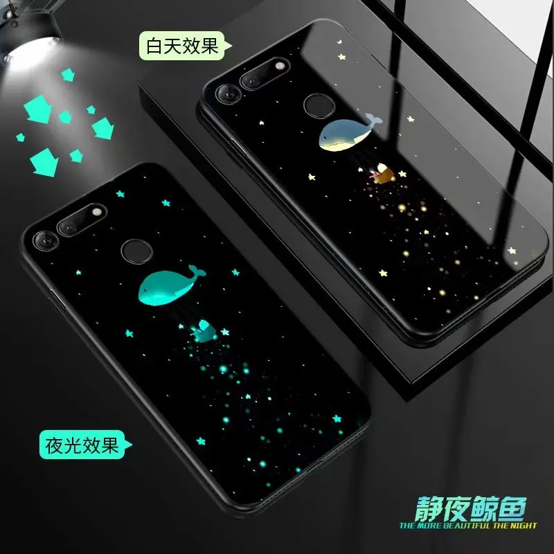 Для huawei honor V20 чехол Роскошный светящийся Узор Жесткий закаленное стекло защитный чехол на заднюю панель для huawei honor view 20 оболочка