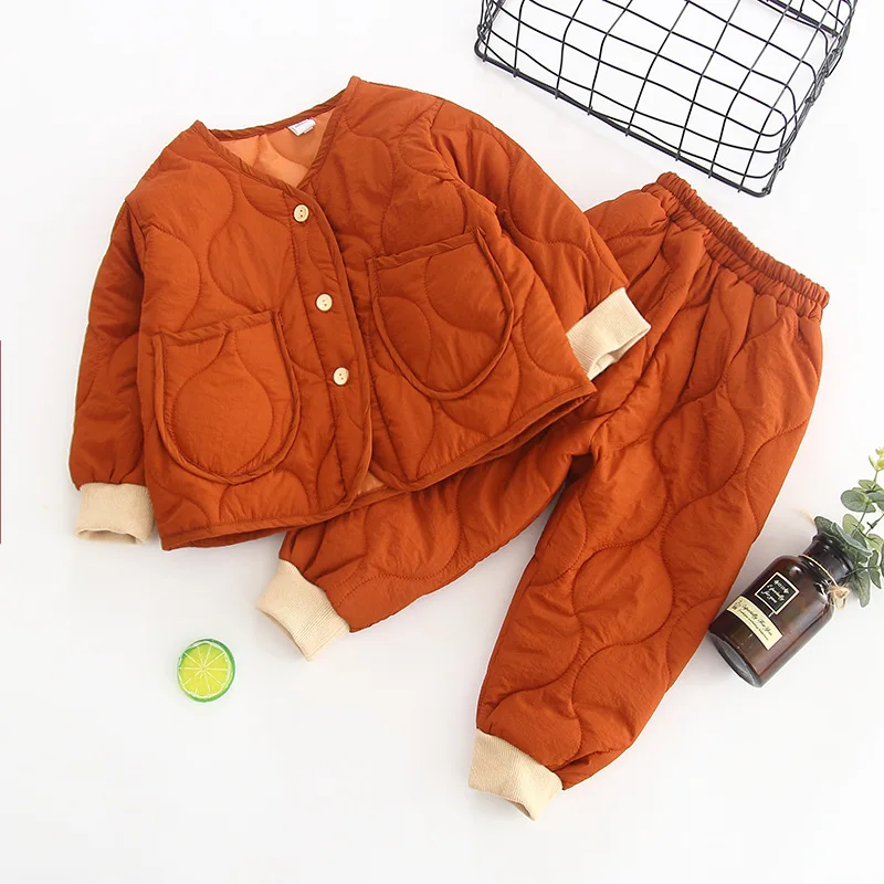 Комплекты хлопковой одежды для малышей из 2 предметов зимние плотные теплые