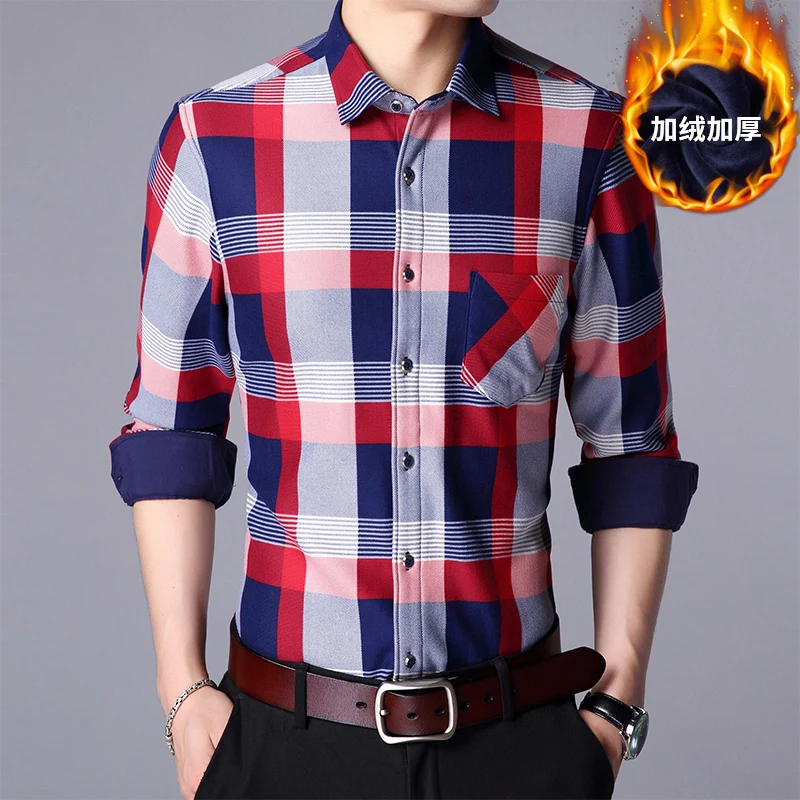Популярная мужская рубашка на осень и зиму 2017 Новые повседневные модные мужские
