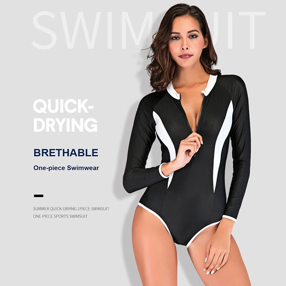 Sbart черный женский цельный купальник с высокой посадкой Быстросохнущий закрытый