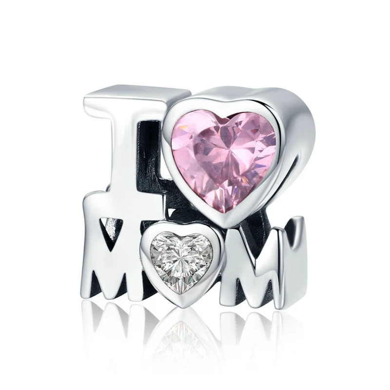 2019 Mother's Day Gift 100% 925 Sterling Silver fit Original European Fashion bracelet Love Mother Charm Red &amp Clear CZ Beads |