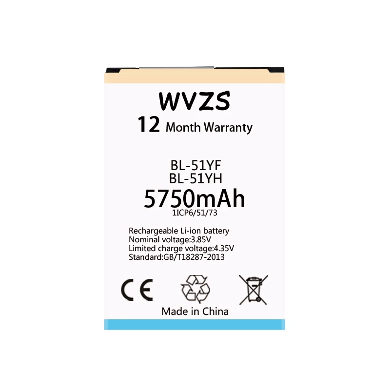 Wvzs 5750 мА/ч Батарея BL 51YF 51YH для LG G4 H815 H811 H810 VS986 VS999 US991 LS991 F500 G Stylo F500S F500L
