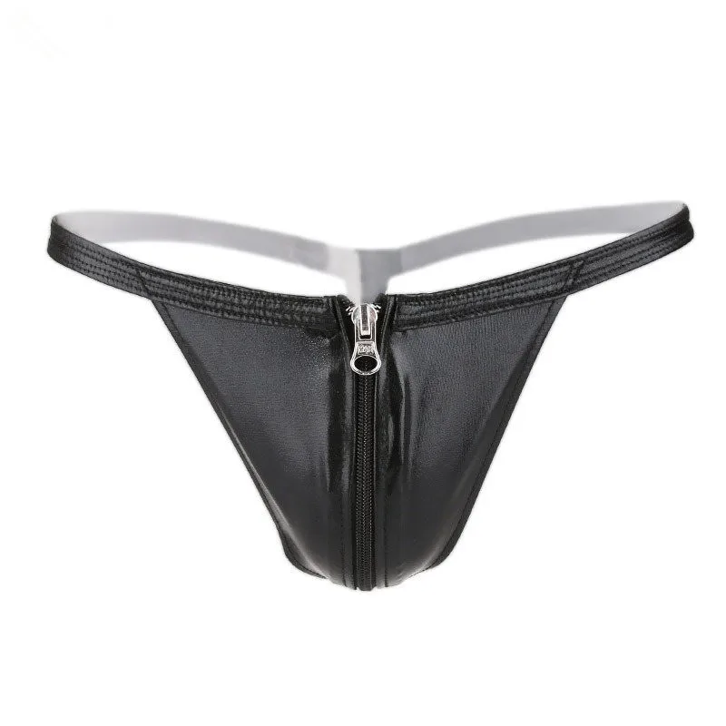 Man Style Black На молнии, открытая промежность, сексуальные стринги, ПВХ кожа, эротическое нижнее белье для женщин и мужчин, сексуальная одежда, с вырезами, Эротические трусики, Экзотические Стринги - Цвет: Man Style Black