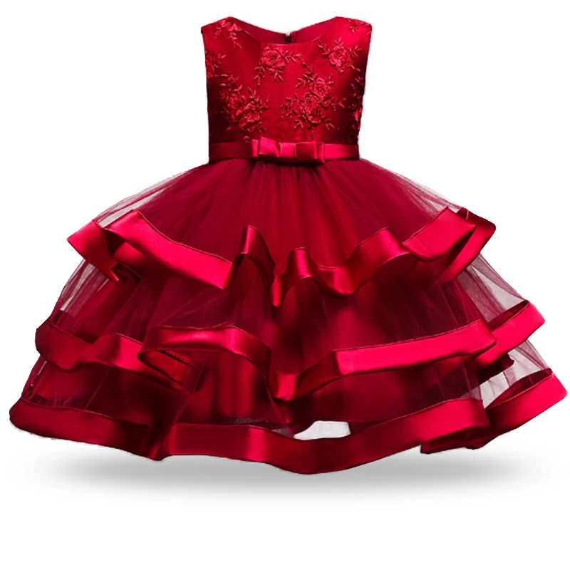Girl Wedding Birthday Lush Ruffles Tutu dress Chinese embroidery girls Kids Party Dresses For Girls Baby clothes | Детская одежда и
