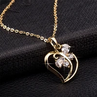 trendy cubic zirconia butterfly heart necklace pendant women gold color neck chain for women jewelry collier femme 2020