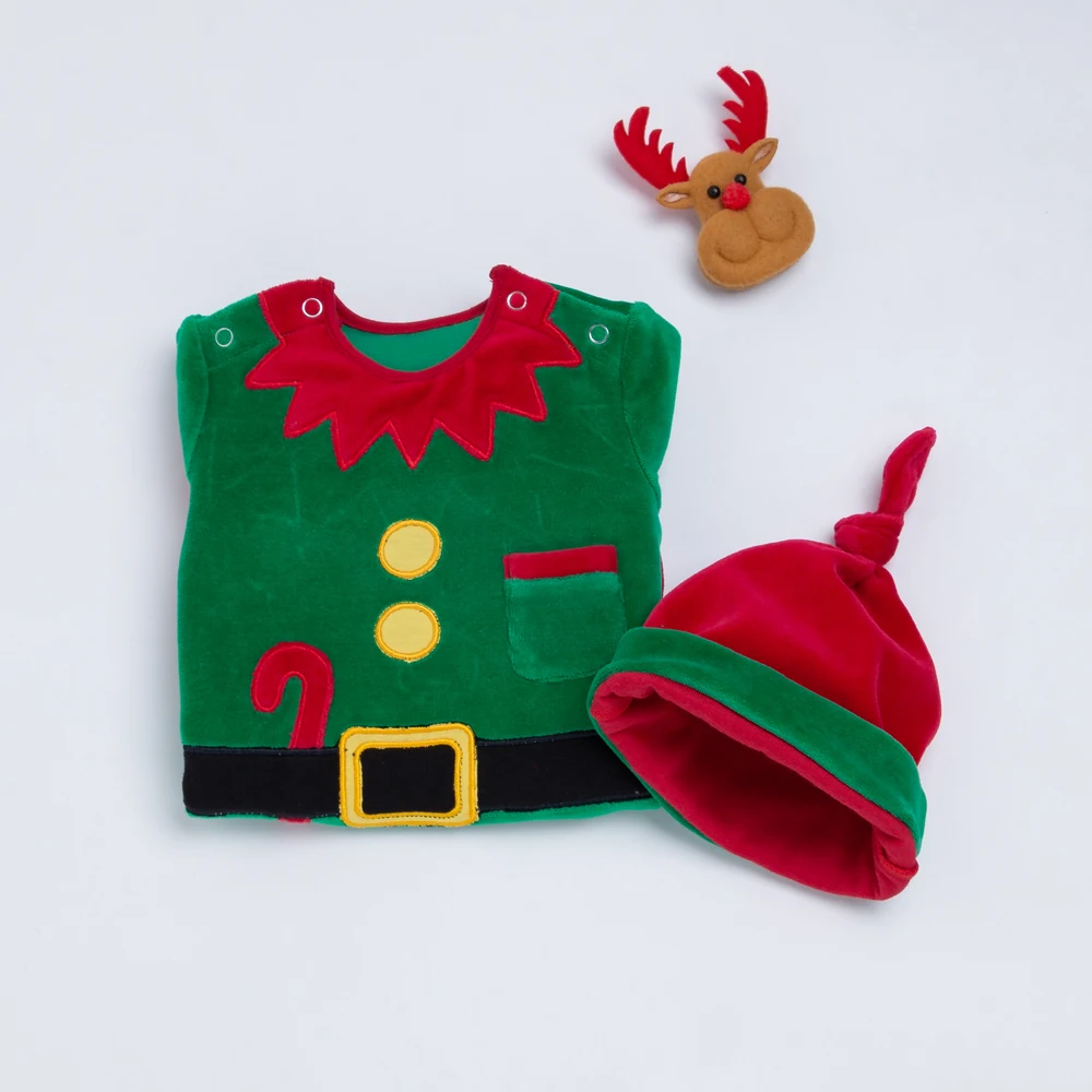 Рождественские боди 2019 новые детские Санта Клаус комбинезоны шляпа с длинными