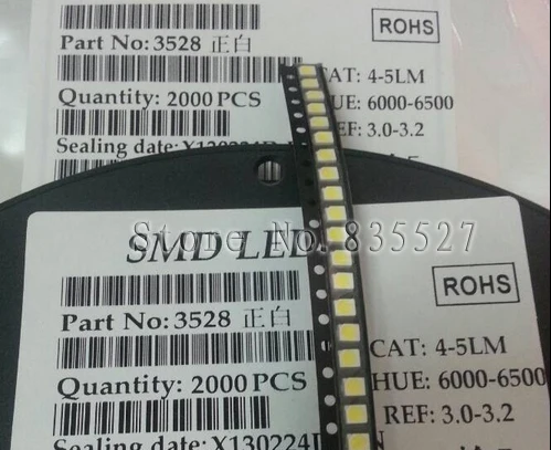 2000 ШТ./ЛОТ 3528 Светодиоды SMD яркий белый СВЕТОДИОД 1210 4-5LM |