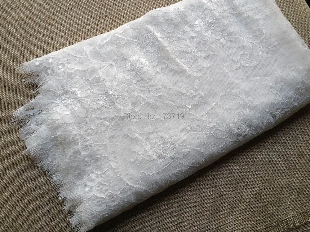 3M Soft French White Eyelash Lace Fabric Trim With Flower For Wedding Table Runner Veils Shawl Head Scarf Garments | Дом и сад