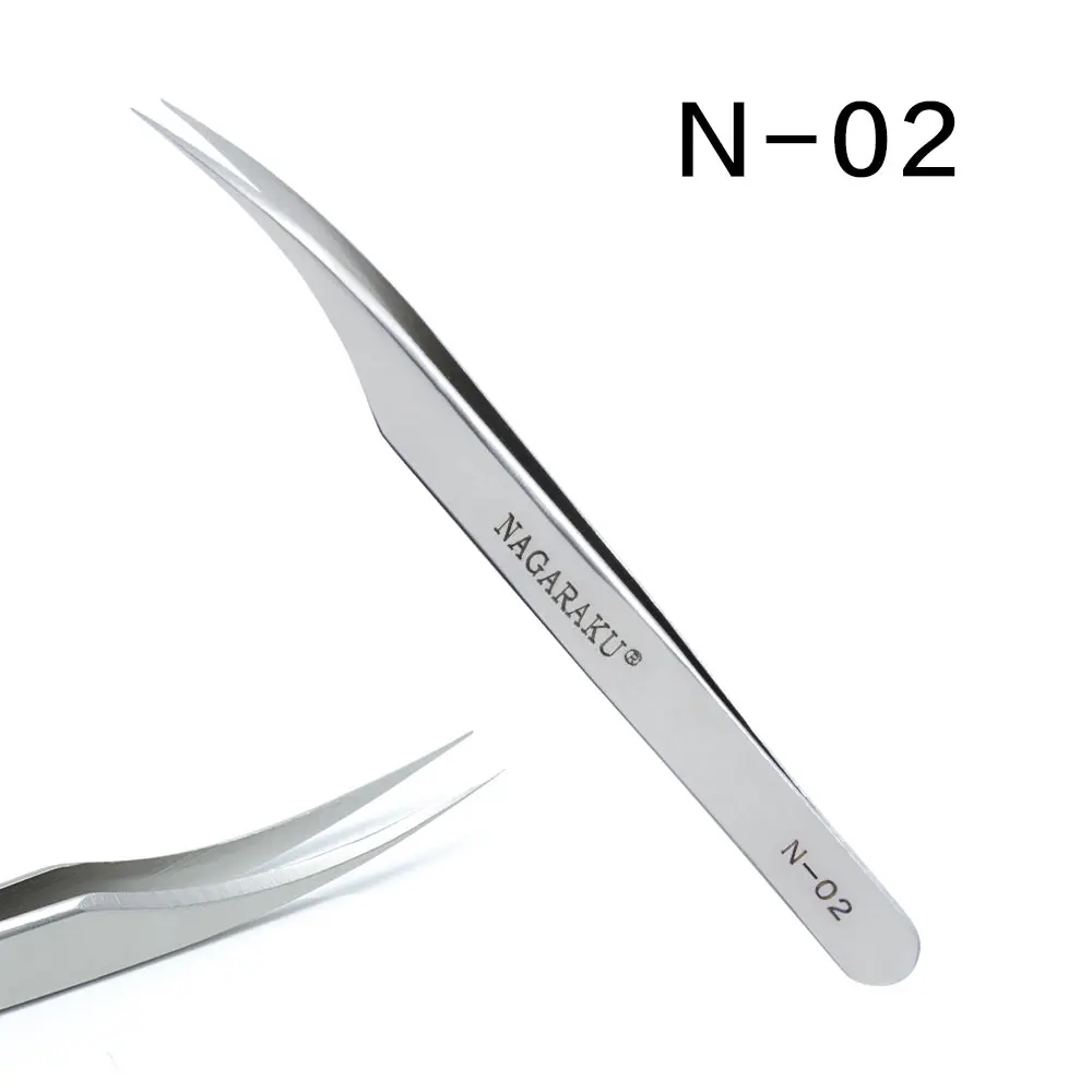 Nagaraku нержавеющая сталь Tweezers Пинцет особенно для норки наращивание ресниц ресницы изогнутые прямые клип пинцеты - Цвет: N-02