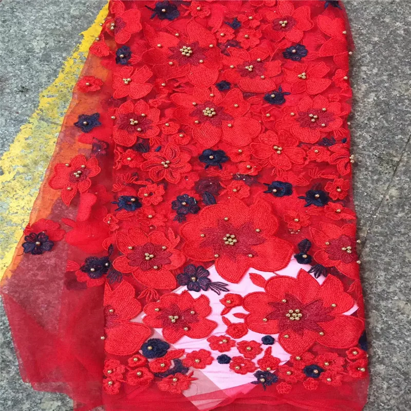 

New African Lace Fabric,2020 Embroidered Nigerian Laces Fabric,Red Black High Quality French Tulle Lace Fabric For Wedding Lace