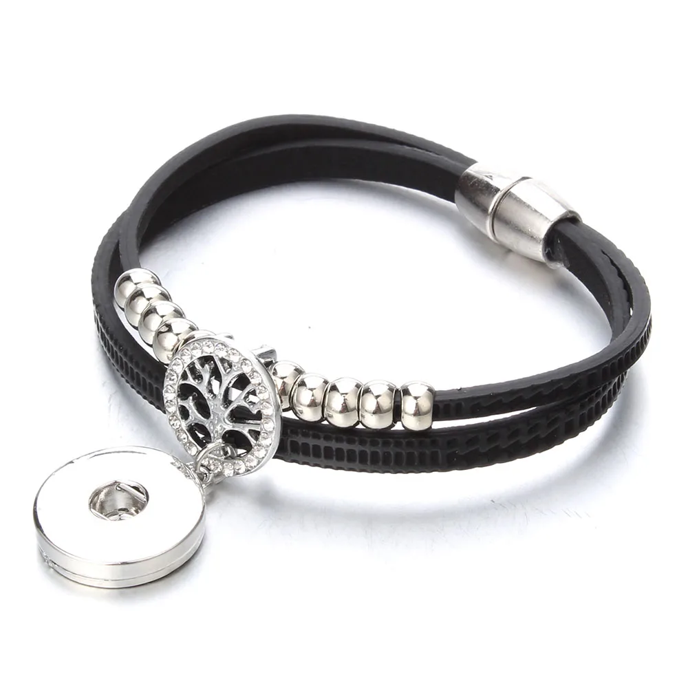 Новые ювелирные изделия с кнопками браслеты из бисера Древо жизни кожаный