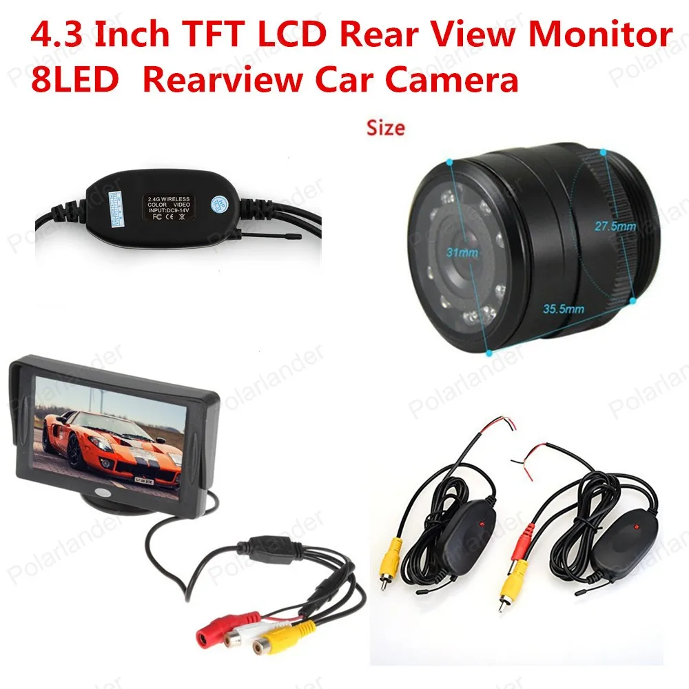 Waterproof Reverse CCD Car Front / RearView 8 LED Camera 480 TV lines Resolution 4.3 Inch Pocket-sized Monitor | Автомобили и
