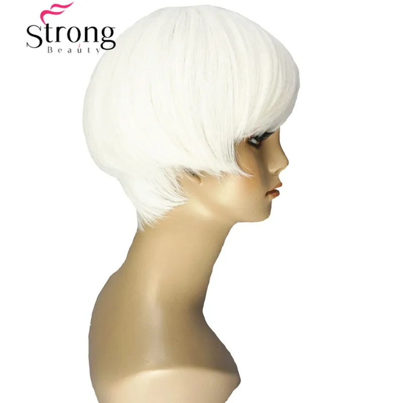 StrongBeauty короткий мягкий белый блондин парик тепла freindy Синтетический Полный парик для женщин