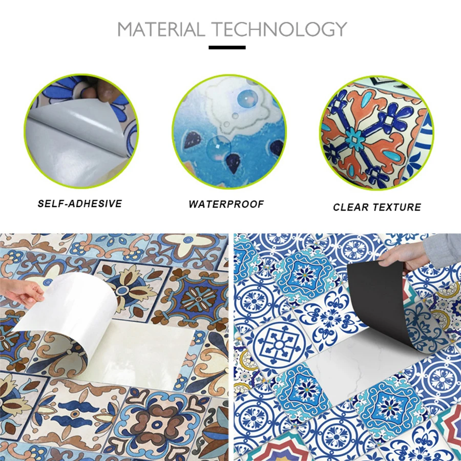 0 2x5m creative floor wall sticker thick waterproof self adhesive bedroom living room ground wallpaper simulation tile stickers free global shipping