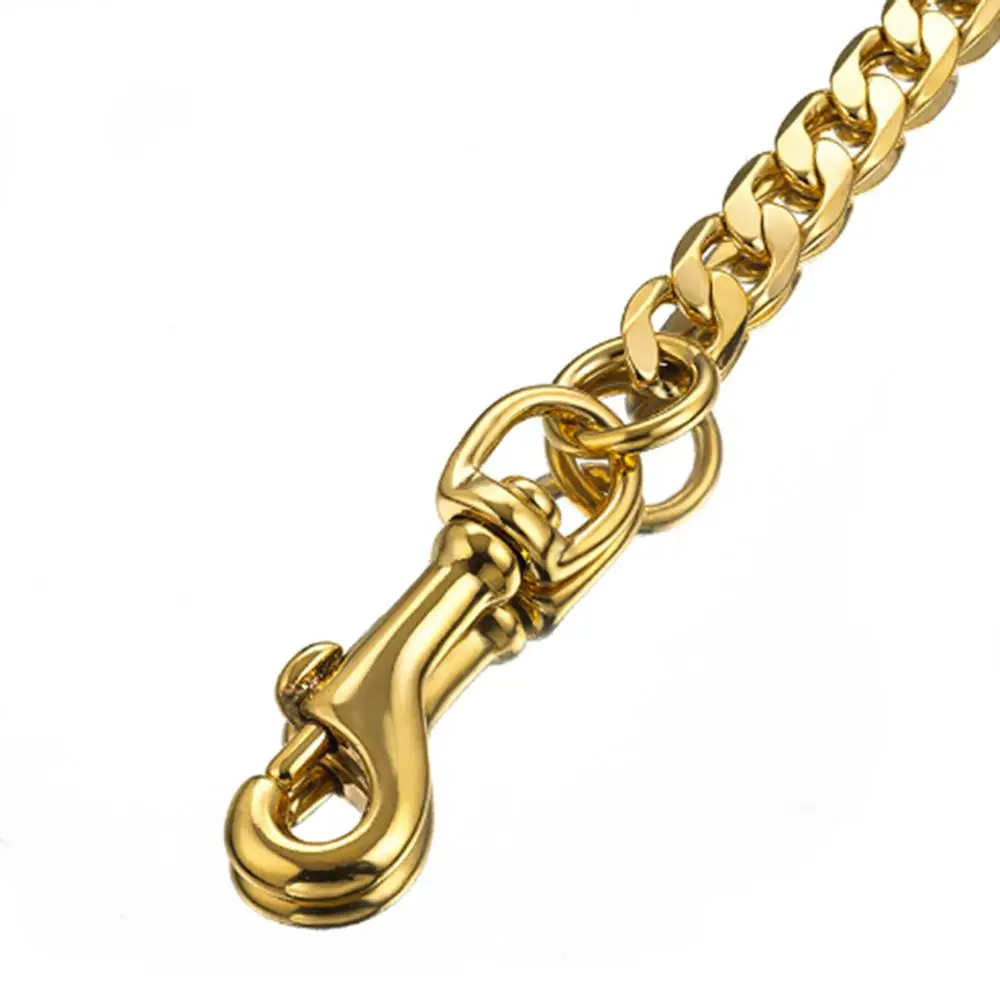 42+9inch Fashionn Gold Color Pure Copper Dog Slip Leash Cuban Chain Training Choke Collar Strong Traction Practical Necklace | Украшения и