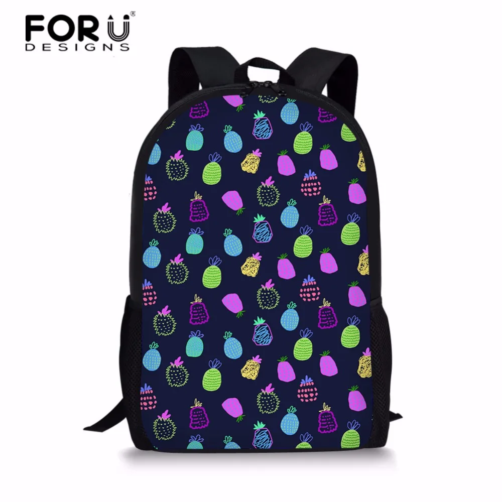

Школьный ранец FORUDESIGNS для детей, 16-дюймовый рюкзак с принтом фруктов и ананасов, повседневная женская сумка для книг на заказ