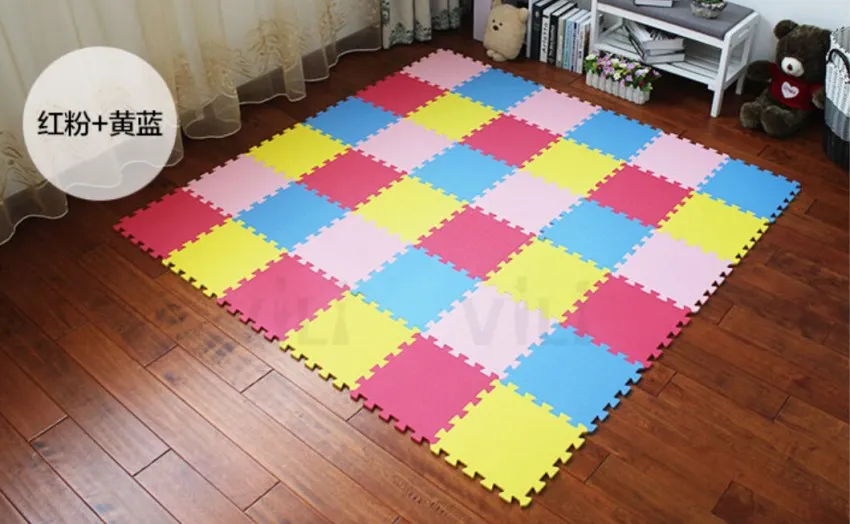 Red Pink Blue Yellow Детский коврик-головоломка из пенополистирола EVA/18 или 24/Лот, блокирующая плитка для упражнений, напольный коврик для детей - Цвет: Red Pink Blue Yellow