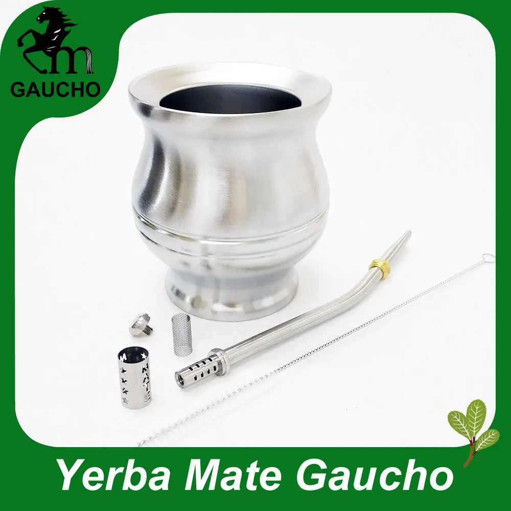 1 компл./лот Yerba матовые тыквы из нержавеющей стали с двойными стенками теплоизоляция с трубка для травяного чая мате и щетка для очистки