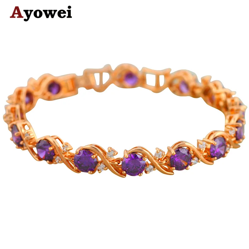 Бесплатная доставка Фиолетовый Кристалл и AAA циркон циркониевые золотого цвета