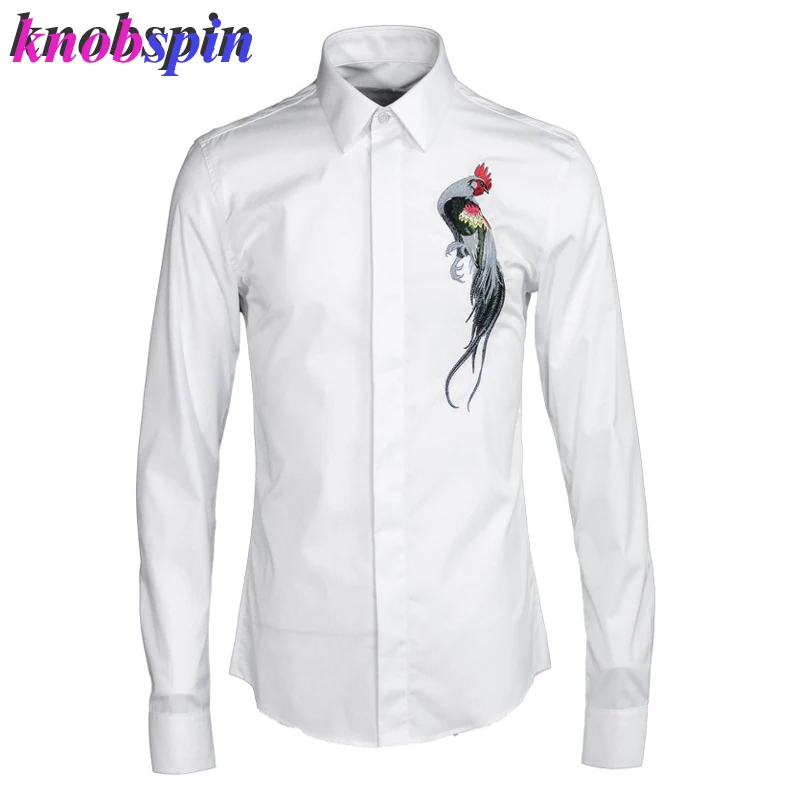 Рубашка мужская с вышивкой и длинным рукавом х/б|Классические| |