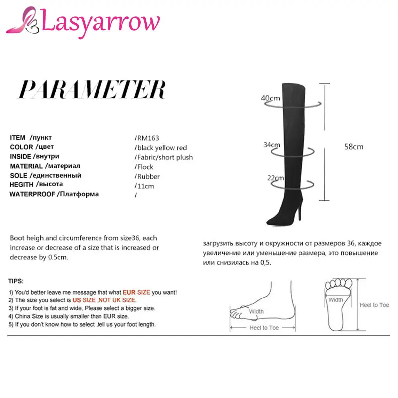Lasyarrow Sexy Тонкий Ботфорты Для женщин черный красный высокие сапоги на шпильках из