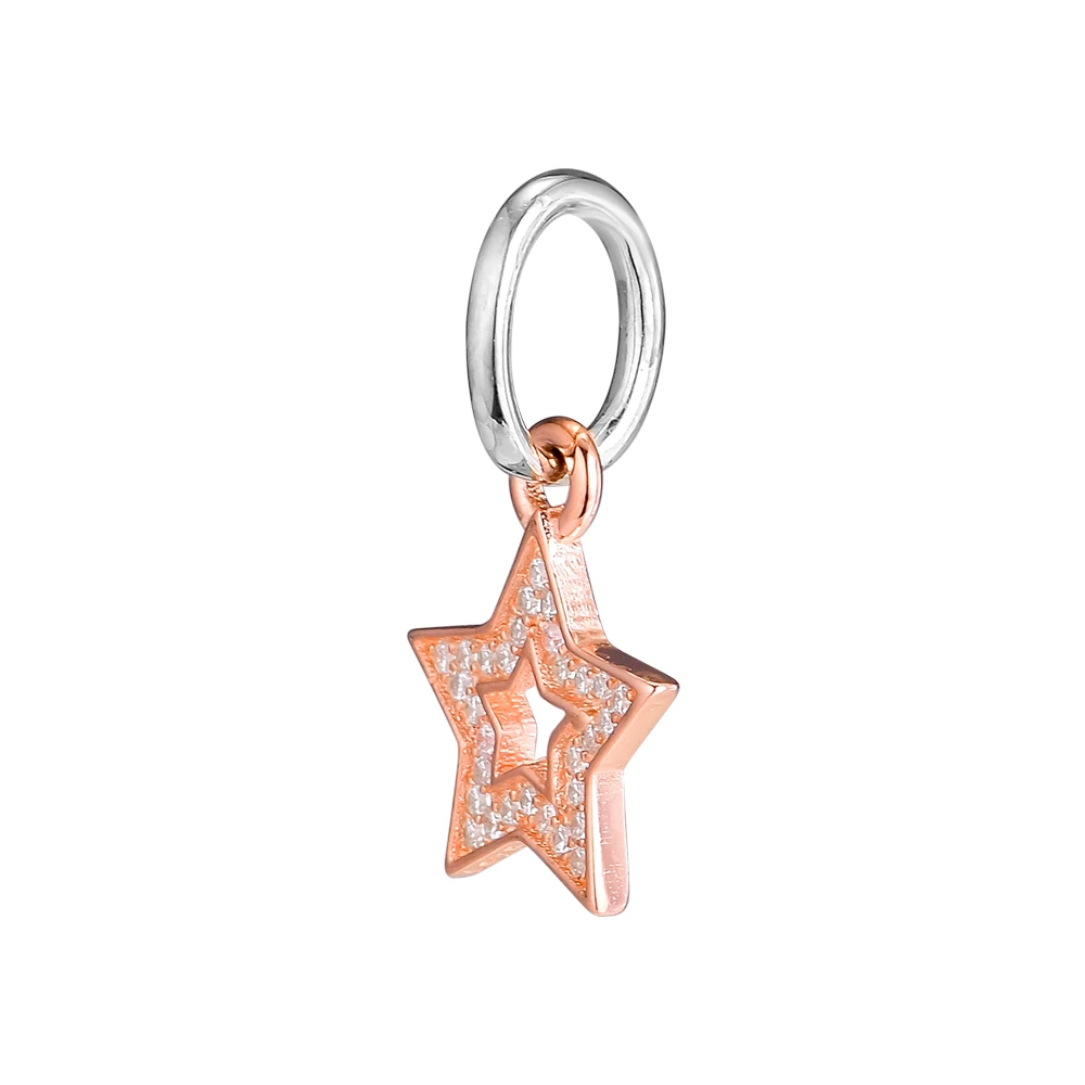 CKK Star Charm Bead Rose Gold Charms Fit Original Bracelets sterling silver jewelry women DIY Beads for Jewelry Making | Украшения и