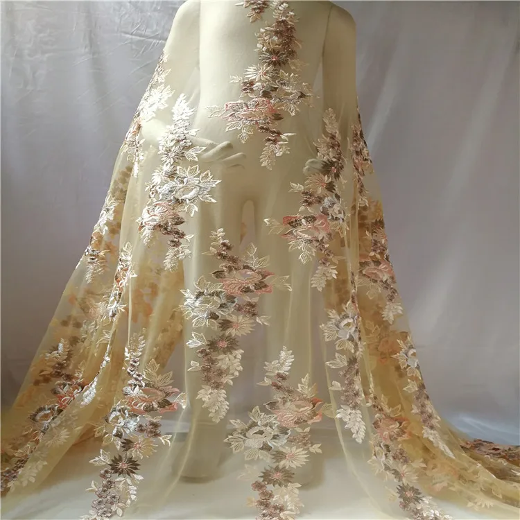 LASUI 1 ярд/1 лот многоцветная Цветочная сетка с вышивкой кружевная ткань сделай сам