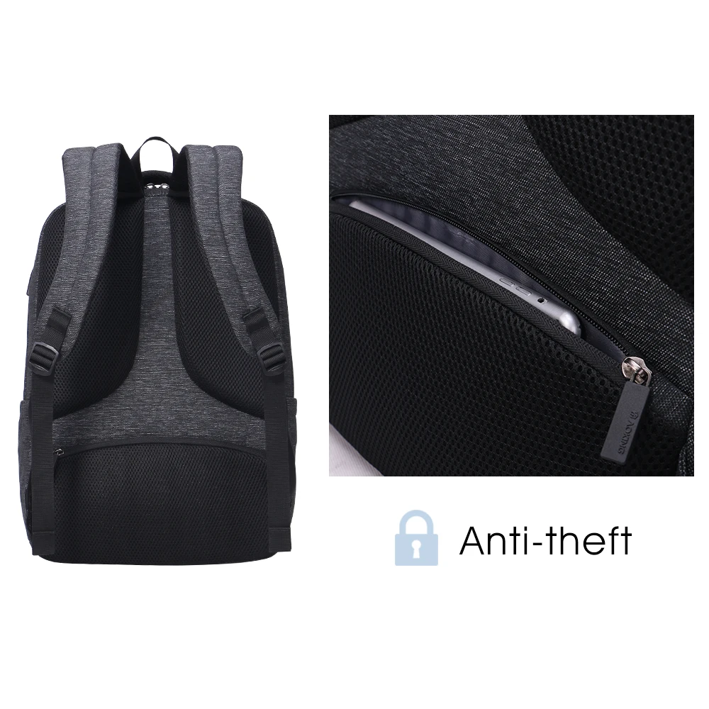 Aoking рюкзак для ноутбука с защитой от воров и USB зарядкой 15,6 дюймов, мужской рюкзак, школьный рюкзак, повседневная сумка для отдыха, Mochila