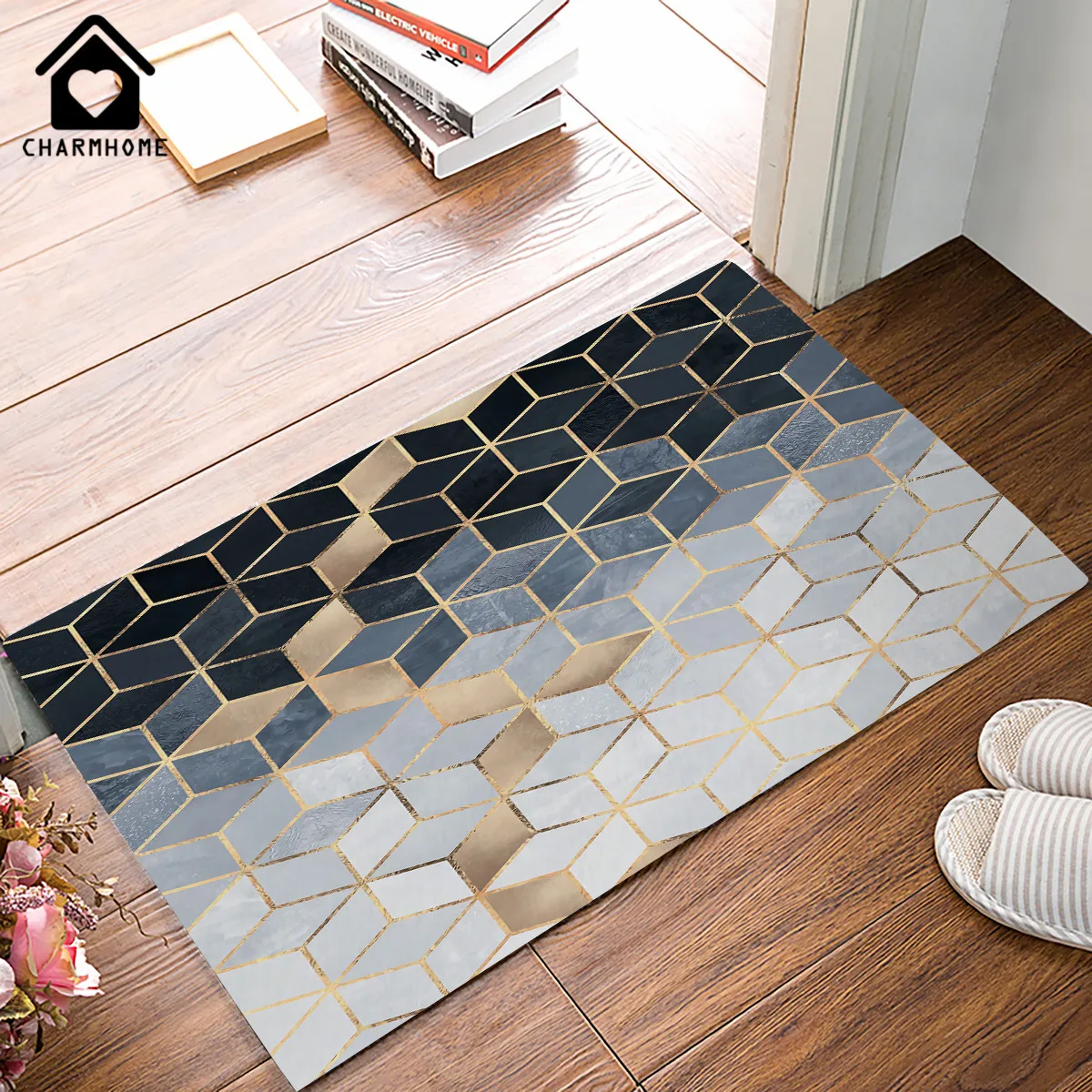 CHARMHOME Новый Противоскользящий коврик с геометрическим узором дверной напольный