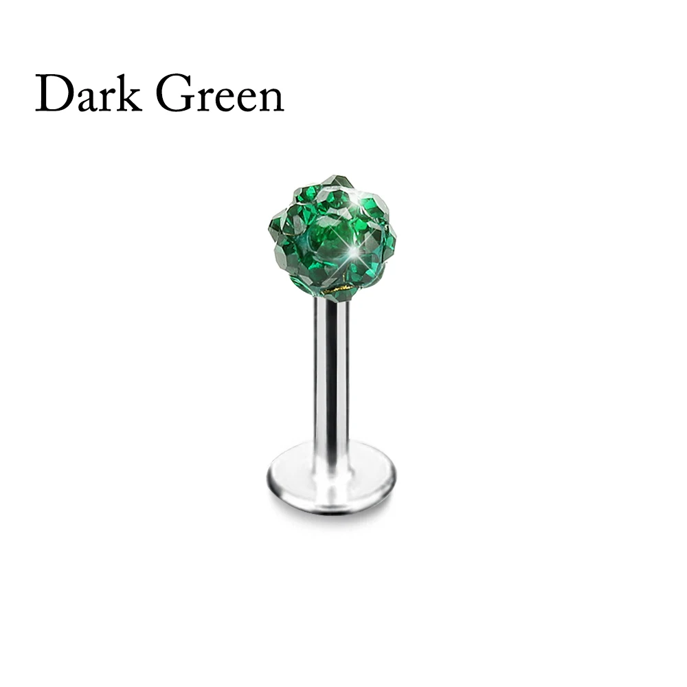 dark green 1 шт., 4 мм, роскошные серьги-гвоздики из нержавеющей стали с хрустальным шариком, серьги-гвоздики, пирсинг для губ, подарок, толщина 1,2 мм, акция, многоцветный - Окраска металла: dark green