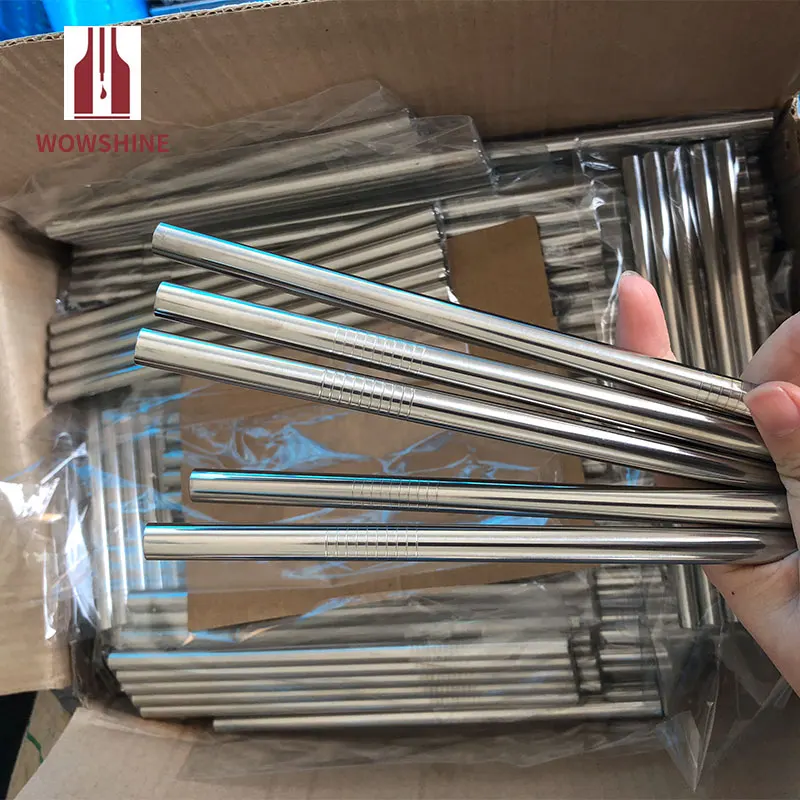

New! free shipping rust free stianless steel drinking straws for tumbler diameter 9.5mm length 267mm straight 20pcs/lot