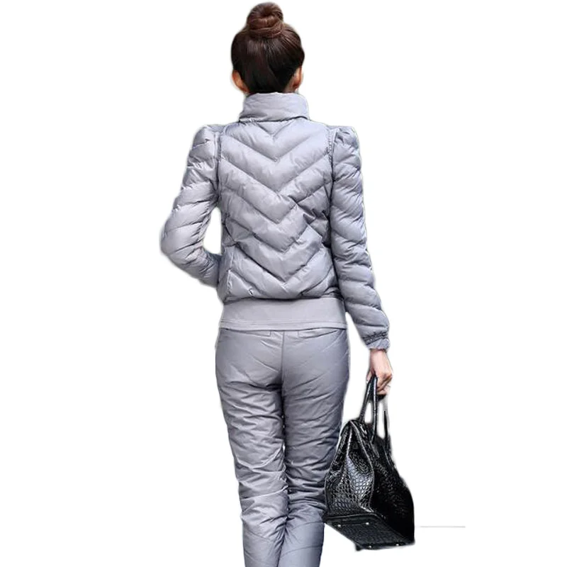 2017 Winter Warm Thick Women 3 Pieces Sets (Vest+Sweatshirt+Pant) Casual Slim Fur Collar Plus Size Wadded Jacket Suits LW48 | Женская
