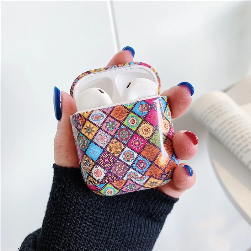 Для AirPods чехол Мандала Ретро цветок жесткий пластик беспроводной Bluetooth кожухи
