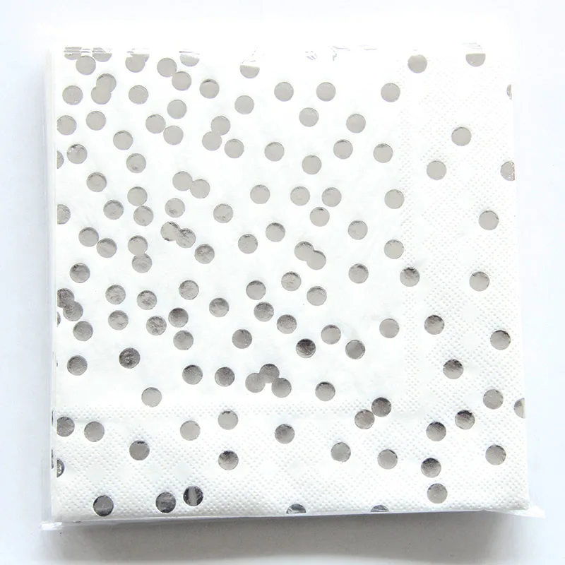 silver dot2 20 шт./упак. цветочным узором Бумага салфетка одежда для свадьбы, дня рождения поставки Baby shower декоративная бумага для вечеринок полотенце тканевых салфеток - Цвет: silver dot2