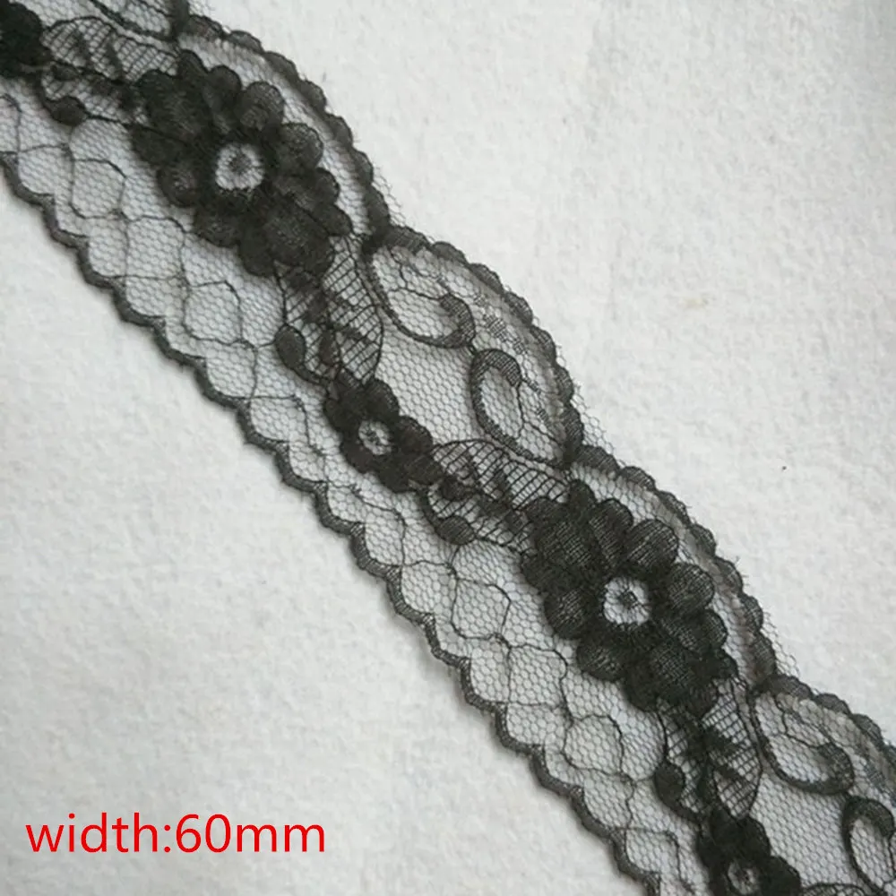 60mm wide Новые 10 ярдов красивые черные кружева DIY ремесла/свадьба/одежда/ткань кружевная лента подарочная упаковка - Цвет: 60mm wide