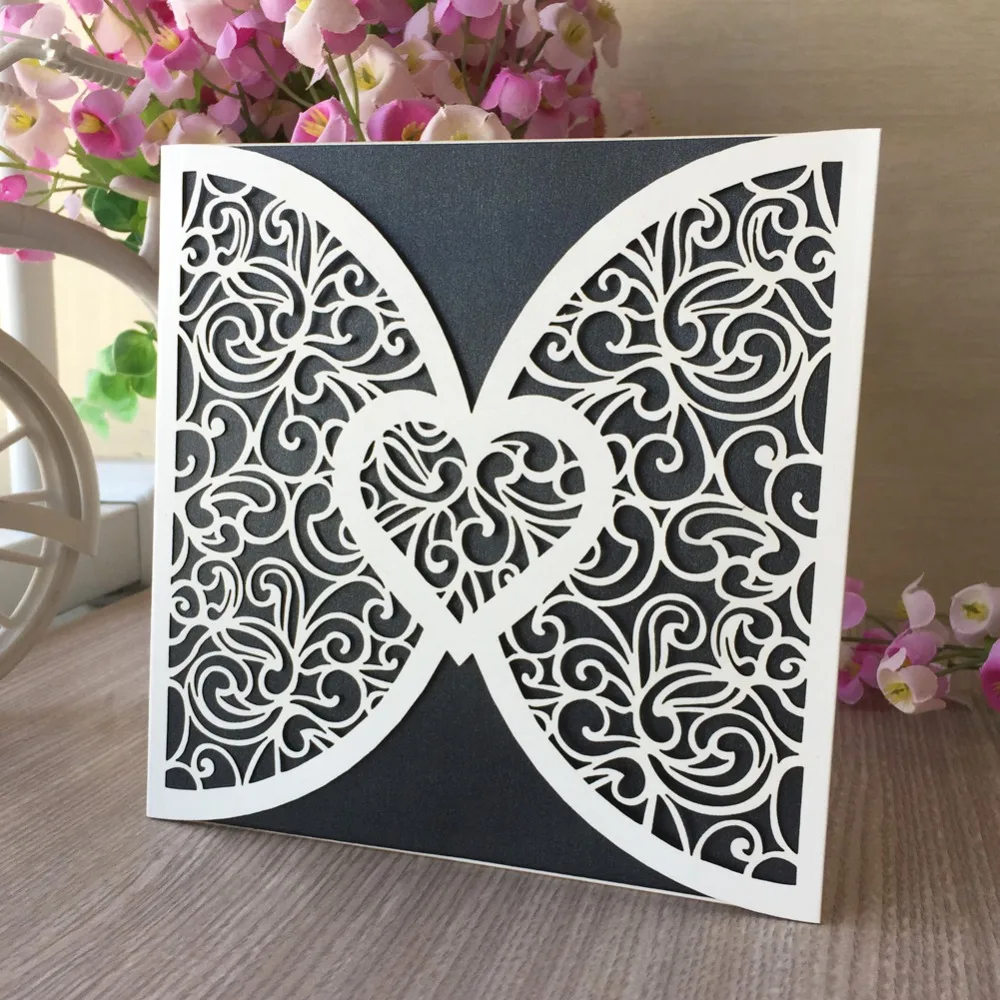 

100pcs/lot Elegant Laser Cut Pearl Paper Wedding Card Invitations 2019 Birthday Party Decorations Banquet Supplies Gift Card