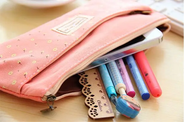 Симпатичный тканевый чехол с двойной молнией и цветочным рисунком для