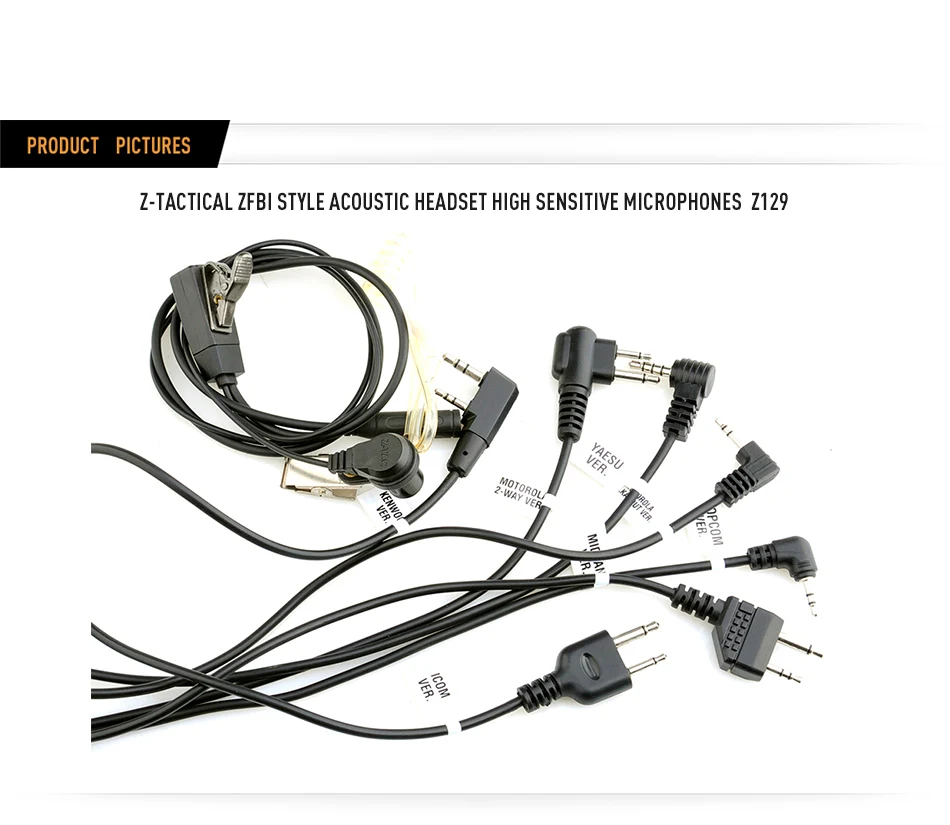 Z-tactical Z129 FBI style акустическая гарнитура Высокая тактическая гарнитура