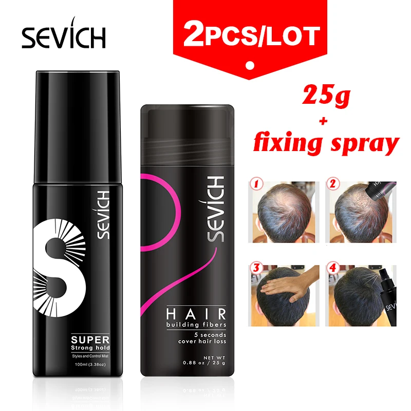 

Sevich 25g gel hair building fibers powder + hair spray 100ml hair loss growth concealer treatment keratin