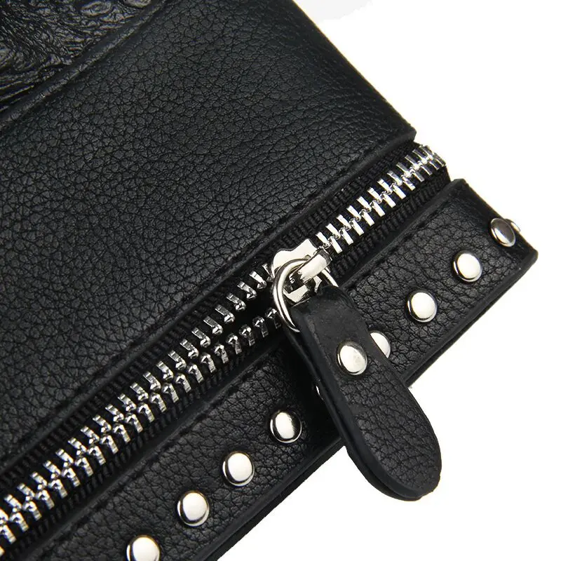 Мужской кожаный кошелек в стиле стимпанк готический с заклепками винтажный на