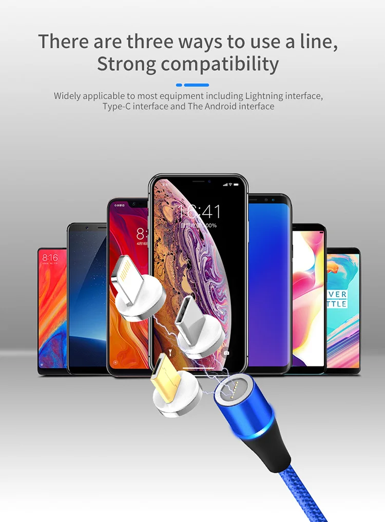 Магнитный Usb кабель для мобильного телефона 3A Магнитный кабель зарядное устройство Micro usb type C для IPhone X samsung S8 S9 huawei Быстрая зарядка 3,0