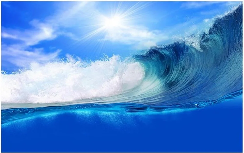 3d обои украшения для дома синие средиземноморские с изображением заката волн