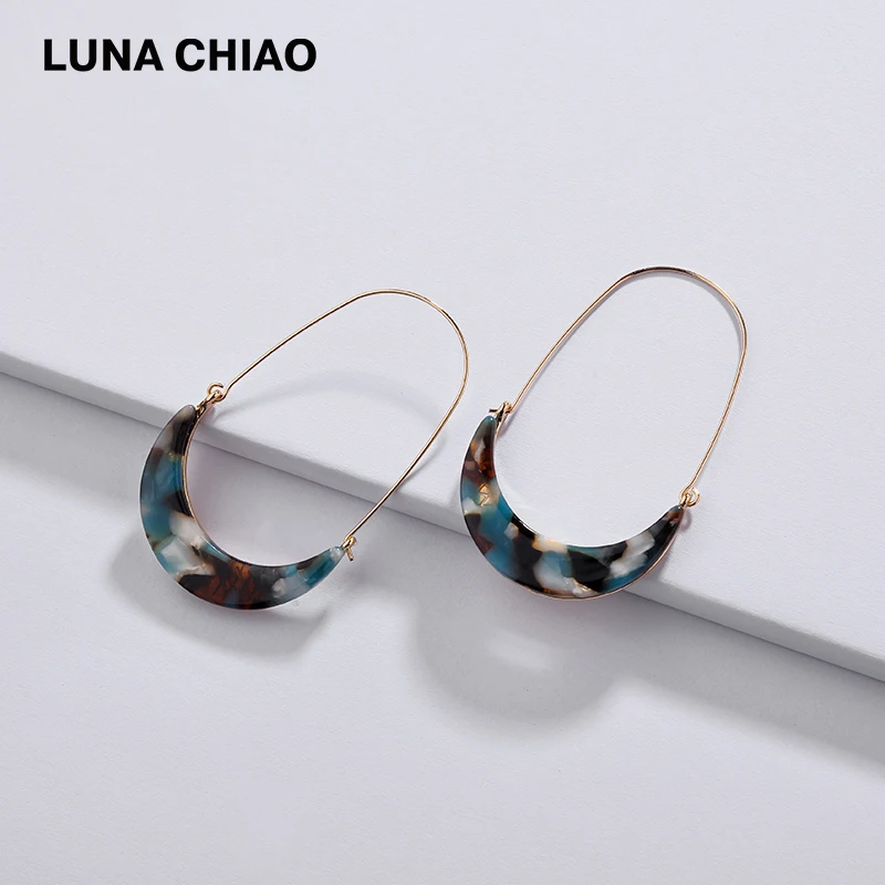 LUNA CHIAO модные корейские стильные цветные ацетатные акриловые серьги в форме Луны